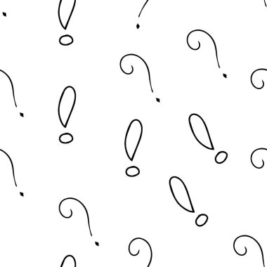 Soru işaretleri ve ünlem işaretleri kusursuz desen. Vektör çizimi soru işaretleri ve ünlem işareti arkaplanı