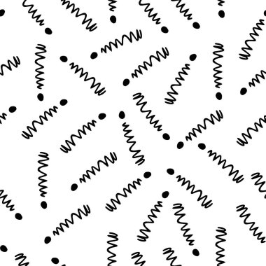 Beyaz arkaplanda ünlem işaretleri var. El çizimi vektör elementleri. Vektör çizimi soru işareti arkaplanı