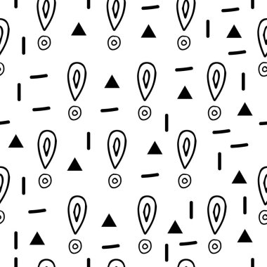 Beyaz arkaplanda ünlem işaretleri var. El çizimi vektör elementleri. Vektör çizimi soru işareti arkaplanı