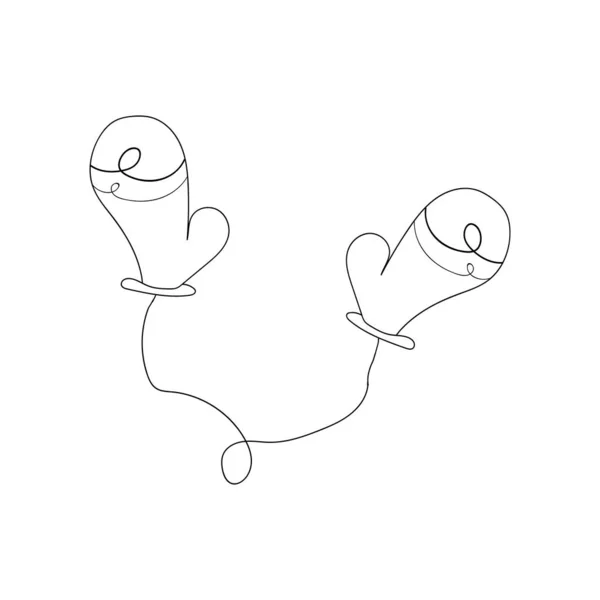 Illustrazione Doodle Guanti Invernali Bambini Adulti Simbolo Festa Conforto Illustrazione — Vettoriale Stock