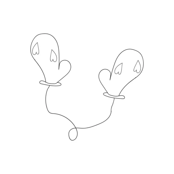 Obrázek Doodle Zimní Rukavice Pro Děti Nebo Dospělé Symbol Oslavy — Stockový vektor