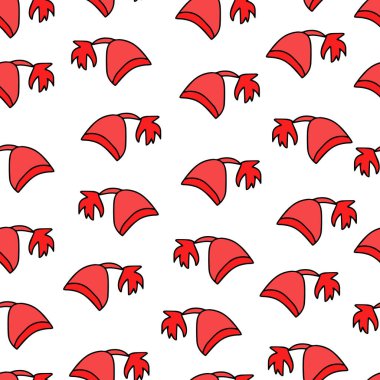 Vektör arkaplanı. Kış şapkalı kusursuz desen. Karalama tarzında sıcak bir kış şapkası. Vektör el çizimi resimleme