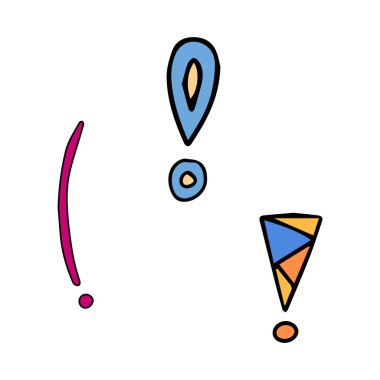 Vektör çizimi El soru işareti ve ünlem işareti çizdi. Soru işareti ve ünlem işareti beyaz üzerine izole.