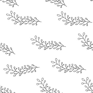 Kusursuz desenli orman, elle çizilmiş vektör bırakır. Sonbahar yaprağı beyaz arka planda izole edilmiş. Botanik orman bitkileri veya Eylül ayı ağaç yaprakları