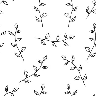 Kusursuz desenli orman, elle çizilmiş vektör bırakır. Sonbahar yaprağı beyaz arka planda izole edilmiş. Botanik orman bitkileri veya Eylül ayı ağaç yaprakları