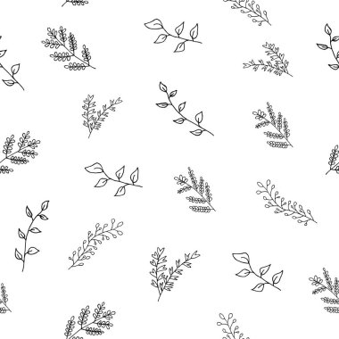 Kusursuz desenli orman, elle çizilmiş vektör bırakır. Sonbahar yaprağı beyaz arka planda izole edilmiş. Botanik orman bitkileri veya Eylül ayı ağaç yaprakları