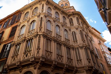 beautiful old buildings in the historic city of plama de mallorca, spain