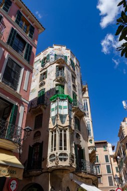 beautiful old buildings in the historic city of plama de mallorca, spain
