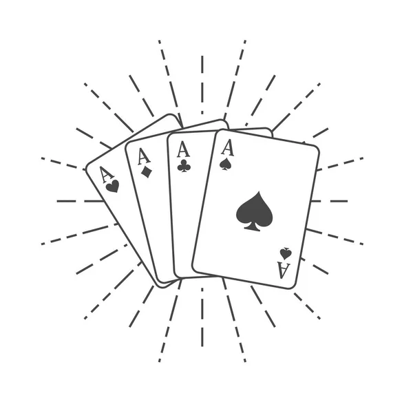 Jogando cartas em sunburst backgound — Vetor de Stock