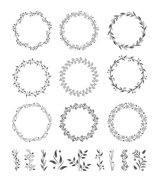 Round wreaths vector icons — Stock Vector