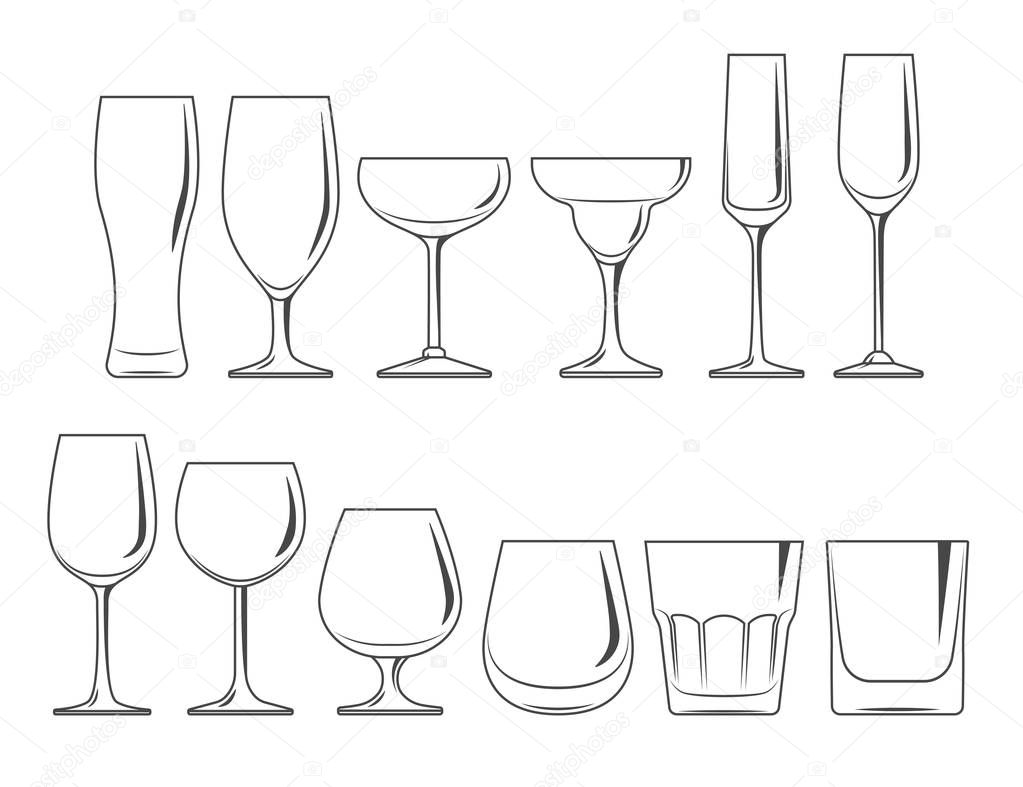 Glasses and wineglasses set