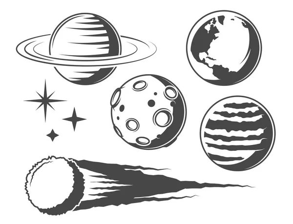 复古行星图标集 — 图库矢量图片
