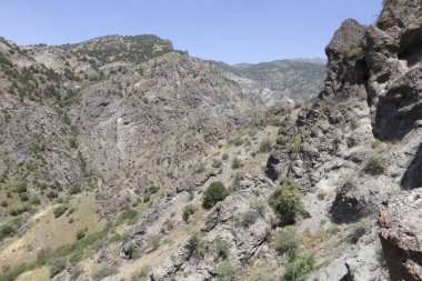 Güneşli bir yaz gününde Ermenistan dağ manzarası