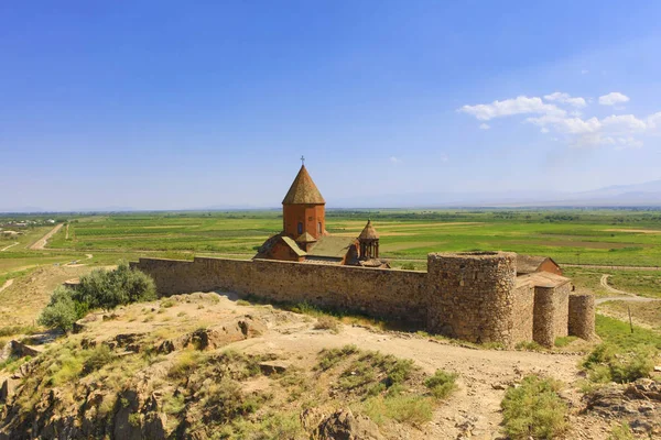 Armenia Biara Virap Khor Pada Hari Musim Panas Yang Cerah — Stok Foto