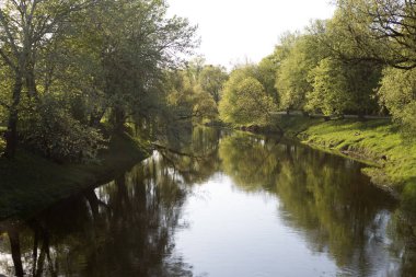 Belarus Brest Mukhavets sınır nehri güneşli bir yaz gününde