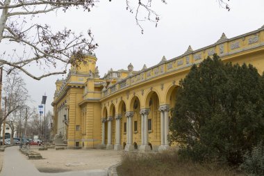 Bulutlu bir yaz gününde Macaristan Budapeşte Secheni hamam binası