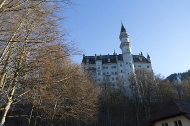  Germania Bavyera Neuschwanstein Şatosu güneşli bir kış gününde