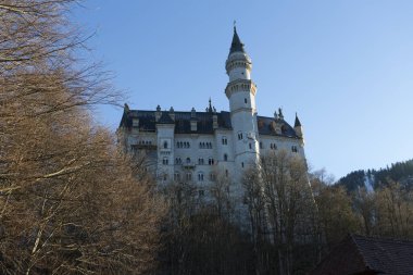  Germania Bavyera Neuschwanstein Şatosu güneşli bir kış gününde