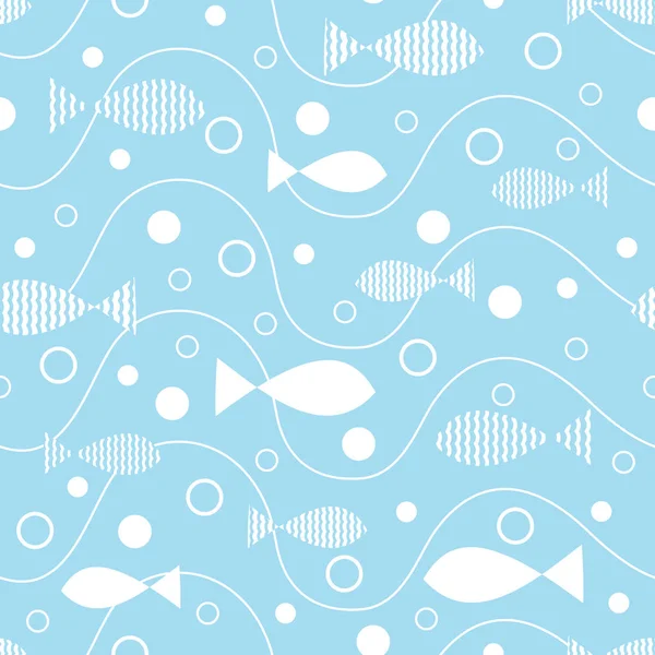 Seamless mönster av fisk och vatten — Stock vektor
