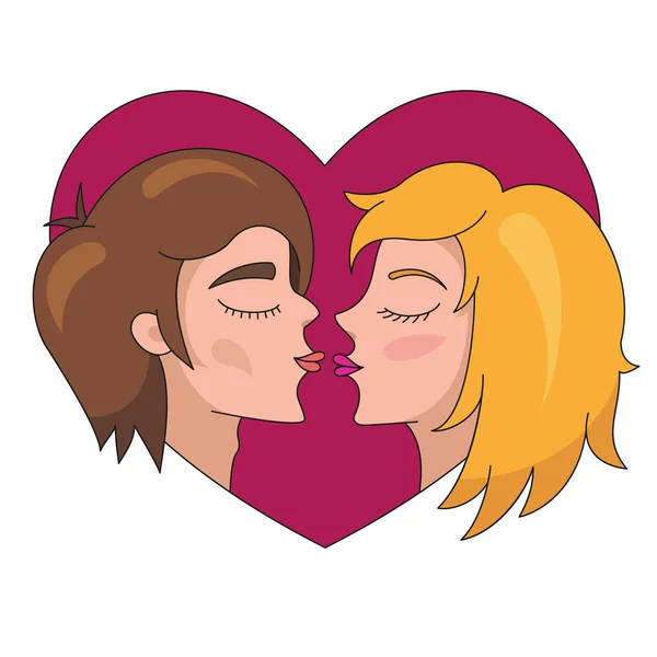 Kissing man and woman — Stock Vector