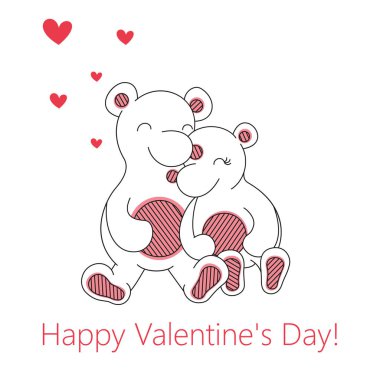 Sevgililer günü tebrik kartı ayılar ile