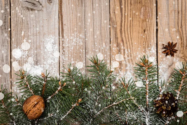 Choinki Jodła Rozgałęzia Się Podłoże Drewniane Boże Narodzenie Drewniane Tła — Zdjęcie stockowe