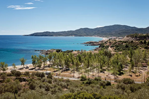 Widok Platanitsi Plaży Sithonia Halkidiki Grecji — Zdjęcie stockowe