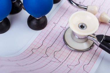ECG ya da EKG çıktılı kablosuz yazıcı ve stetoskop