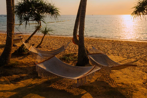 Beautiful Beach Palms Sunset Phu Quoc Vietnam — Stock Photo, Image