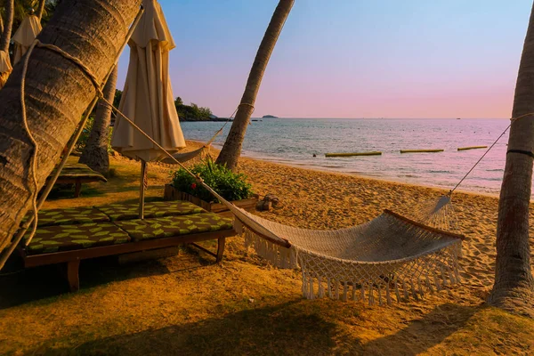 Красивый Пляж Пальмами Закате Куок Вьетнам — стоковое фото