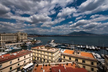 Napoli ve Vezüv 'ün panoramik manzarası, Campania, İtalya