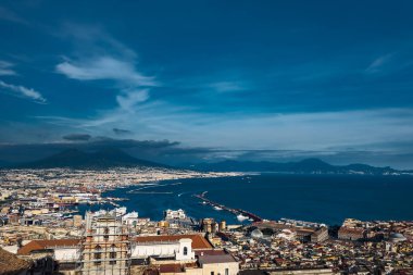 Napoli ve Vezüv 'ün panoramik manzarası, Campania, İtalya