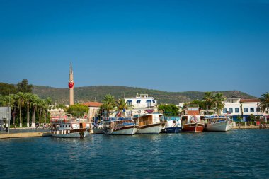 Ege Denizi 'ndeki Bodrum ve Marina Manzarası, Türkiye