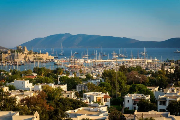Panoramisch Uitzicht Het Kasteel Jachthaven Van Saint Peter Bodrum Turkije — Stockfoto