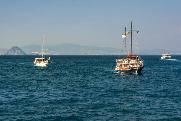 Boote Und Yachten Der Nähe Der Insel Kos Griechenland — Stockfoto