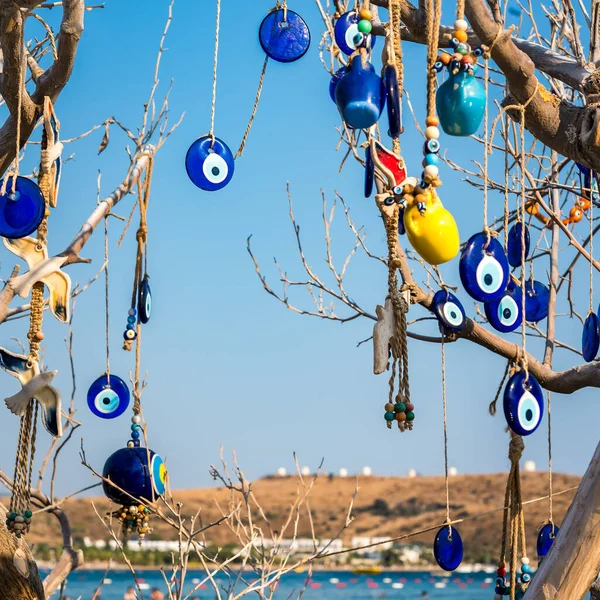 Dekorativt Träd Nära Café Havet Bodrum Turkiet — Stockfoto
