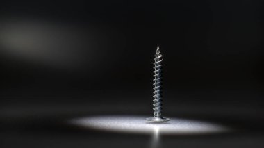 steel screw, metal screw, iron screw, chrome screw, screw as a background, a screw on a dark background with backlight.