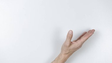 Beyaz arkaplanda elini aç.