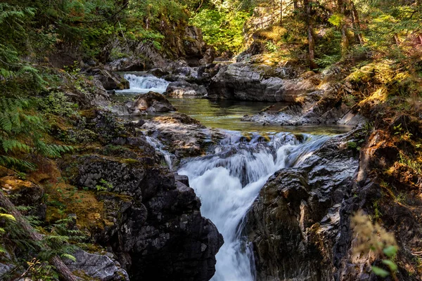 Lush greenery and waterfalls, Qualicum Falls, Vancouver Island, BC, Canada — Stock Photo, Image