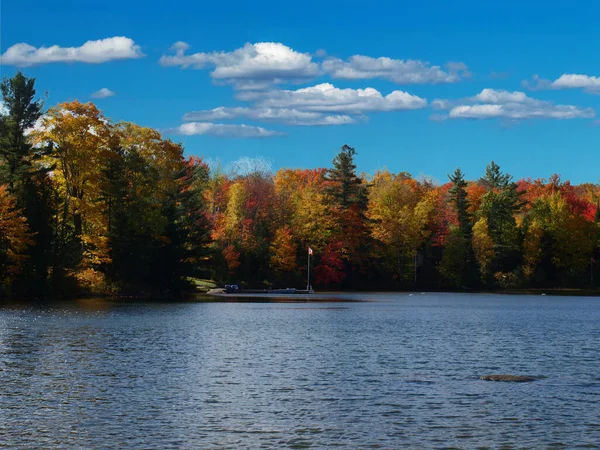 Ontario Nun Göl Ülkesinden Görüntüler Yeşillikleri Serpiştiren Renkler Muhteşem Sonbahar — Stok fotoğraf