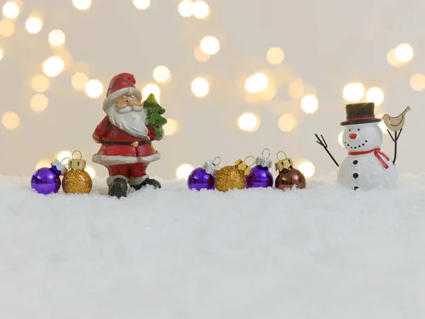 Gyűjtemény Színes Karácsonyi Baubles Télapó Záradék Hóember Játékok Fehér Ragyogó — Stock Fotó