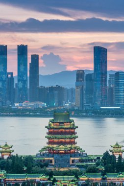 nanchang tengwang pavilion at night ,is one of chinese famous an