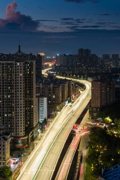 Overpass of the light trails, beautiful curves. — Stock Photo, Image