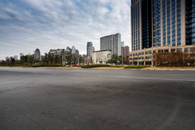 Shanghai Lujiazui, Çin 'de sokak manzarası..