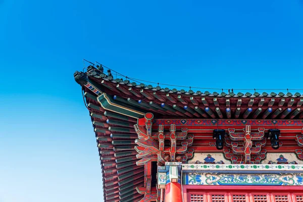 Close up of ancient building eave