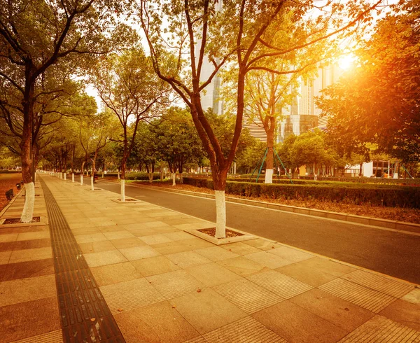 La avenida del siglo de la escena de la calle en Shanghai Lujiazui, China. — Foto de Stock