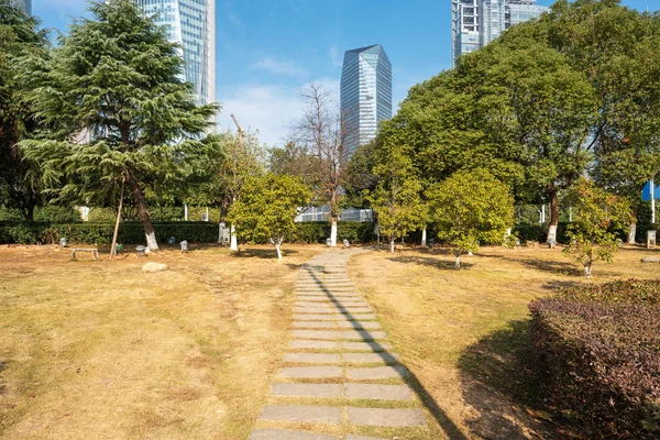 Shanghai City park modern épülete háttérrel rendelkező — Stock Fotó