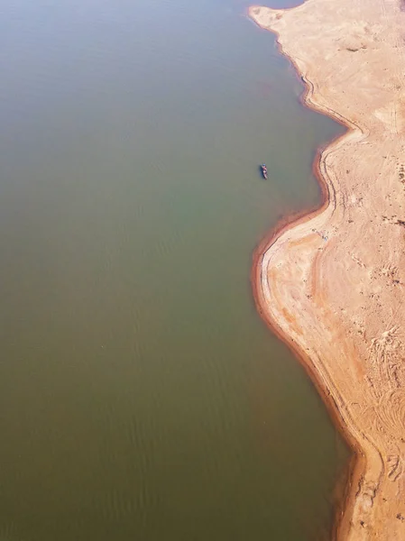 Aerial view of riverbank — Stok fotoğraf