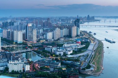 Jianxi 'nin başkenti Nanchang' ın panoramik manzarası