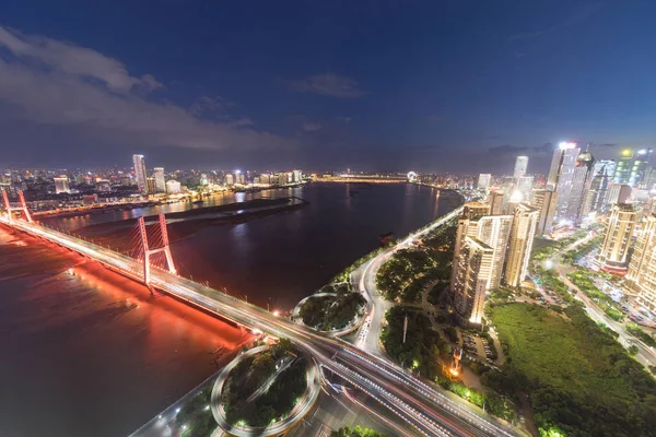 Shanghai interchange overpass and elevated road in nightfall — Stock Photo, Image